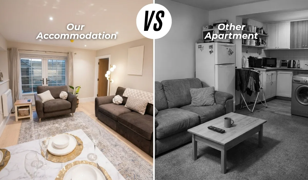 Luxury serviced accommodation UK comparison between serviced apartments and standard hotels.