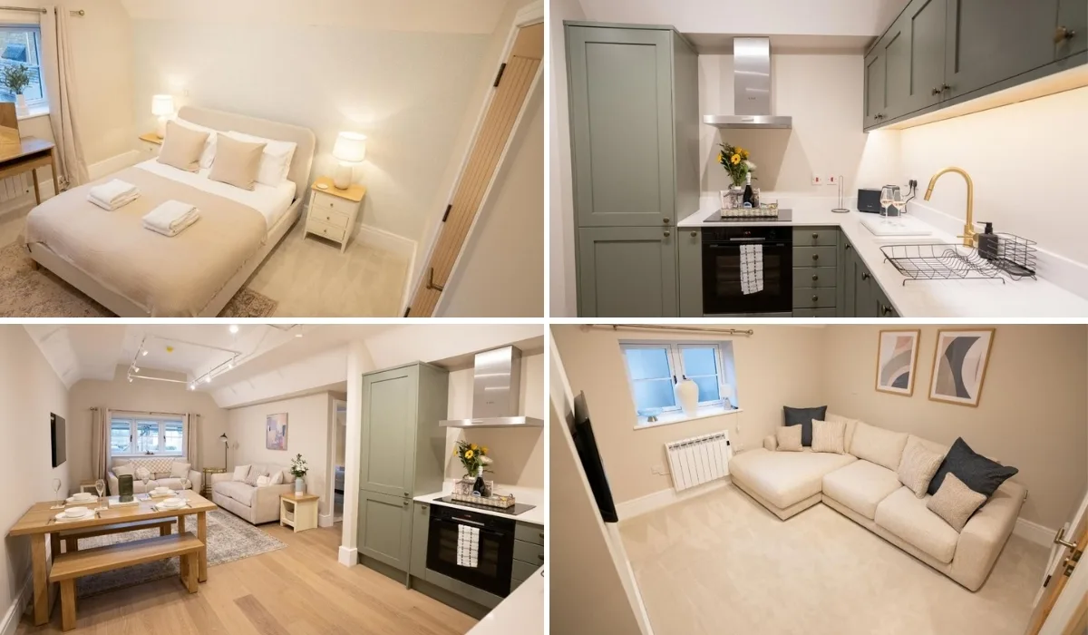 Pet free luxury serviced accommodation Tower View Broadway High Street sleeps 4.